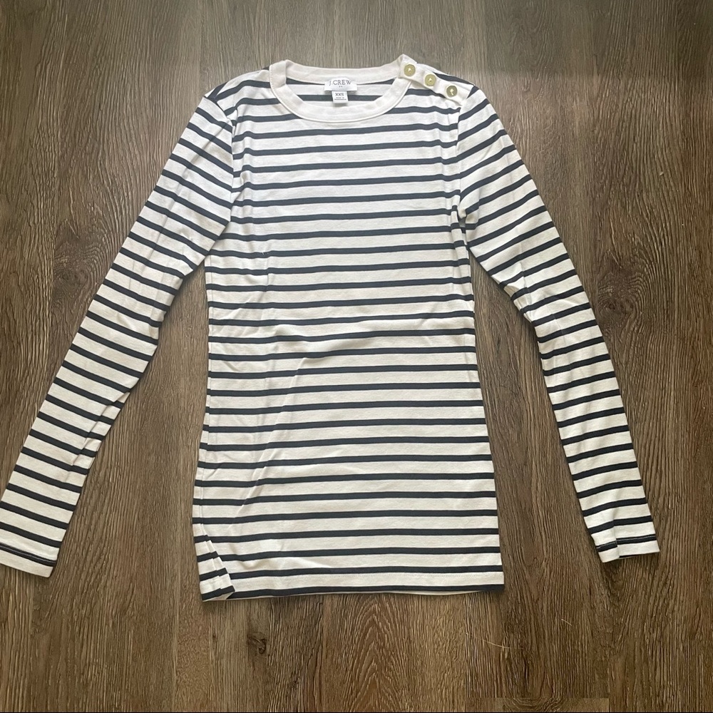 J. Crew Women’s NWOT Navy & Cream Stripe Long-Sleeve Tee in Size XXS